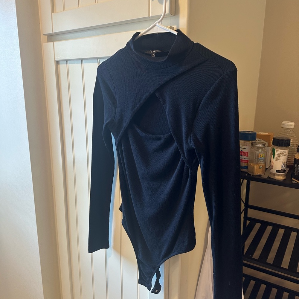 Elegant Black Long Sleeve Women's Bodysuit
